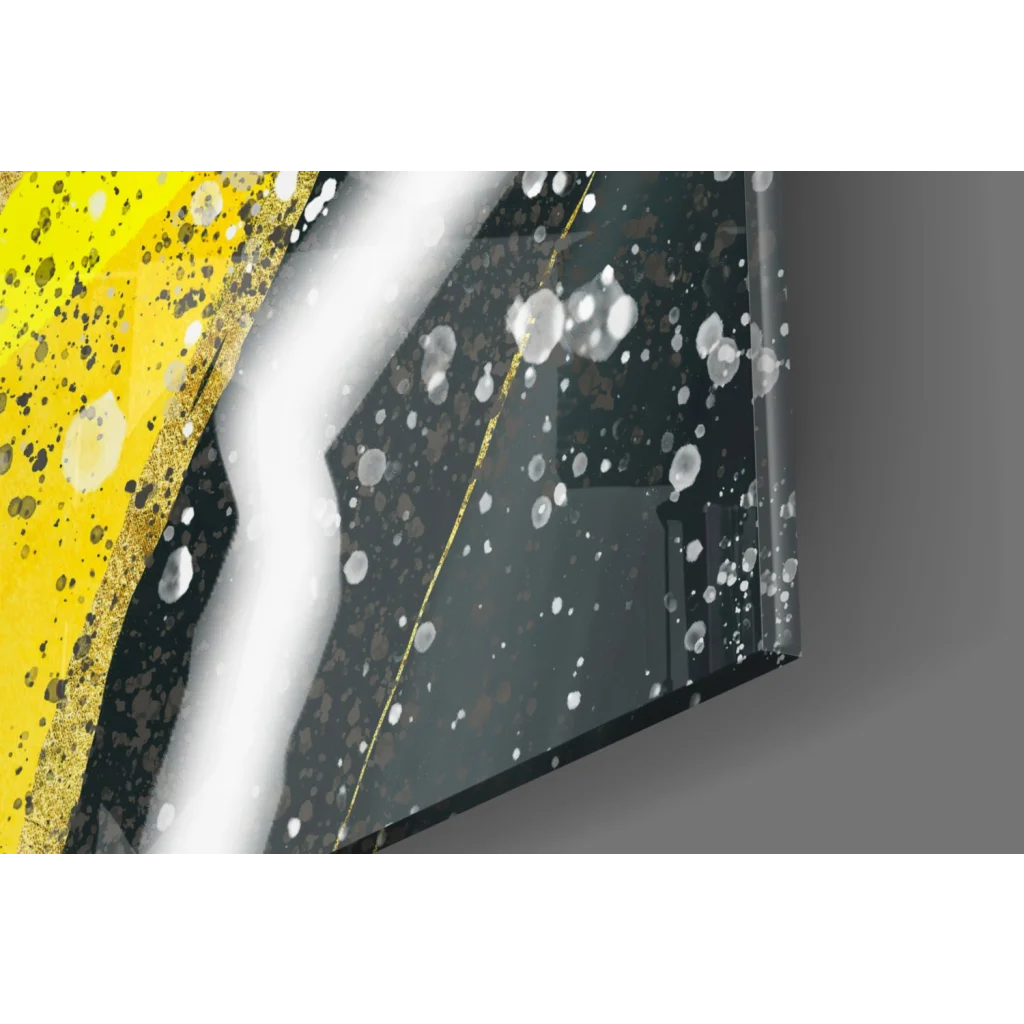 Stunning gold teal glass wall art with shimmer accents and yellow sponge foam