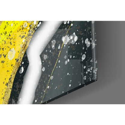 Stunning gold teal glass wall art with shimmer accents and yellow sponge foam