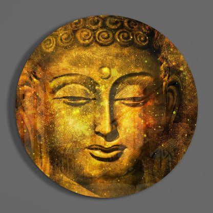 Stunning golden Buddha tempered glass art for walls