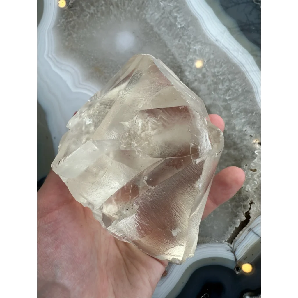 Stunning golden calcite crystal from India, 513g natural gem