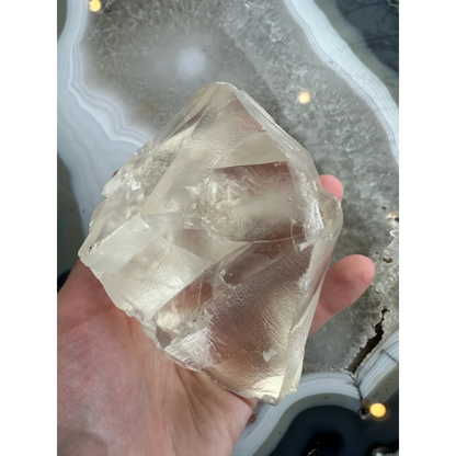 Stunning golden calcite crystal from India, 513g natural gem