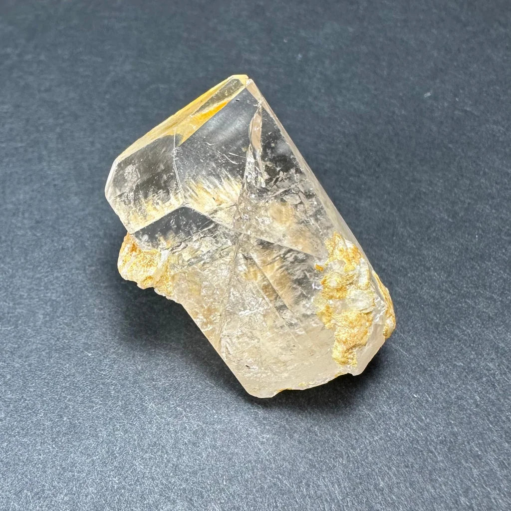 Stunning golden topaz crystal from Shigar Valley with quartz inclusions