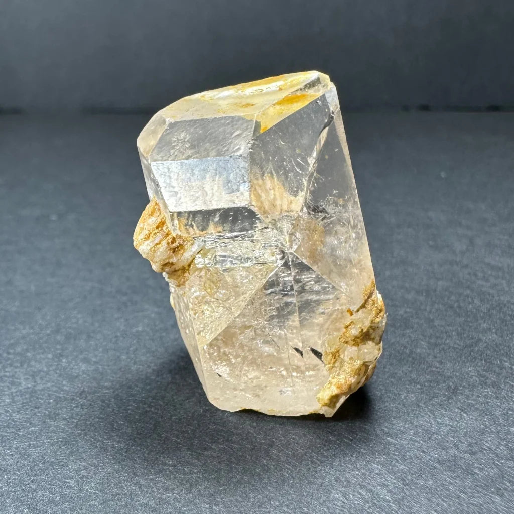 Stunning golden topaz crystal from Shigar Valley with quartz inclusions
