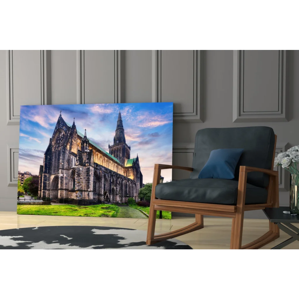 24x36 inch canvas print of Glasgow Cathedral wall art with vibrant sky