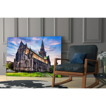 24x36 inch canvas print of Glasgow Cathedral wall art with vibrant sky