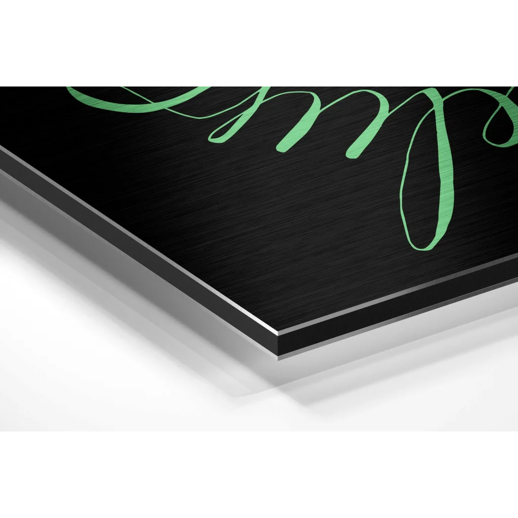 Glass Wall Art Stunning black and green ribbon art print on brushed aluminium dibond