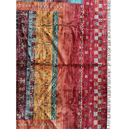 Stunning hand-knotted Afghan Ghazni wool tribal rug with bold stripes