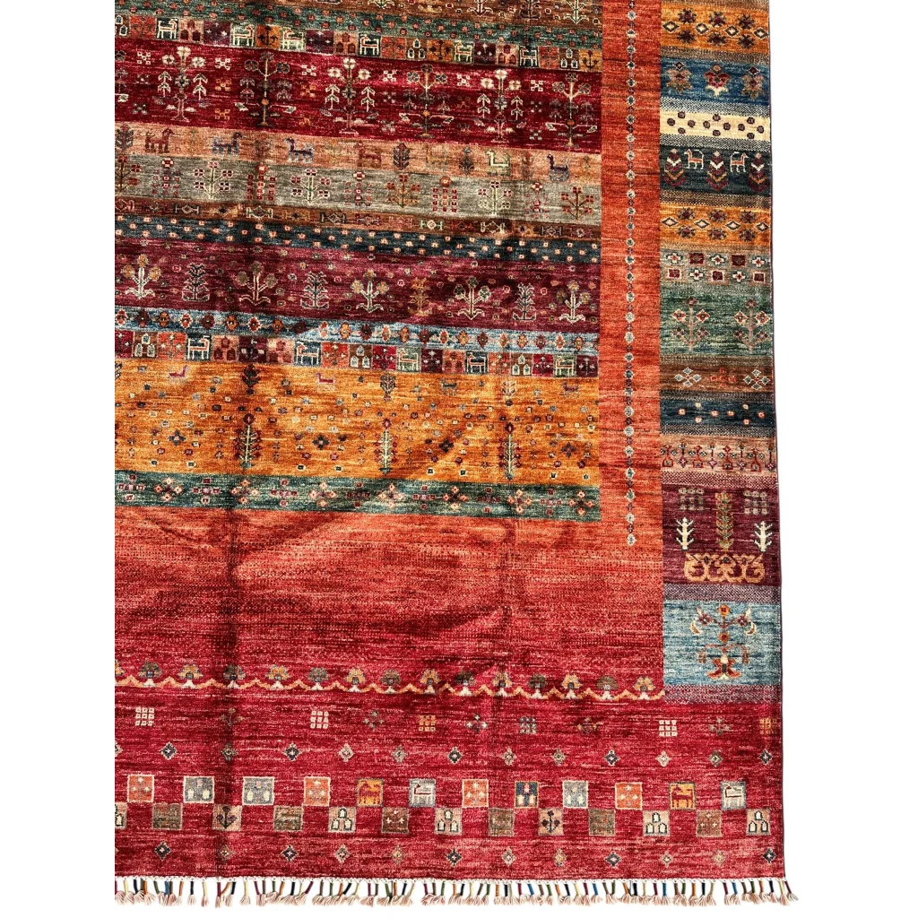 Stunning hand-knotted Afghan Ghazni wool tribal rug with bold stripes