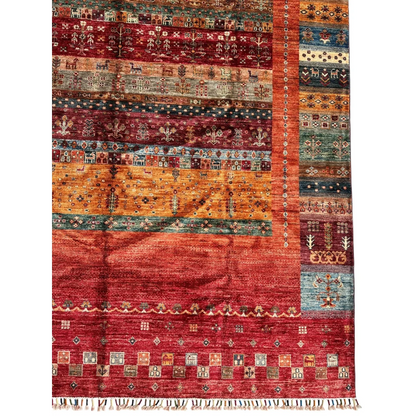 Stunning hand-knotted Afghan Ghazni wool tribal rug with bold stripes