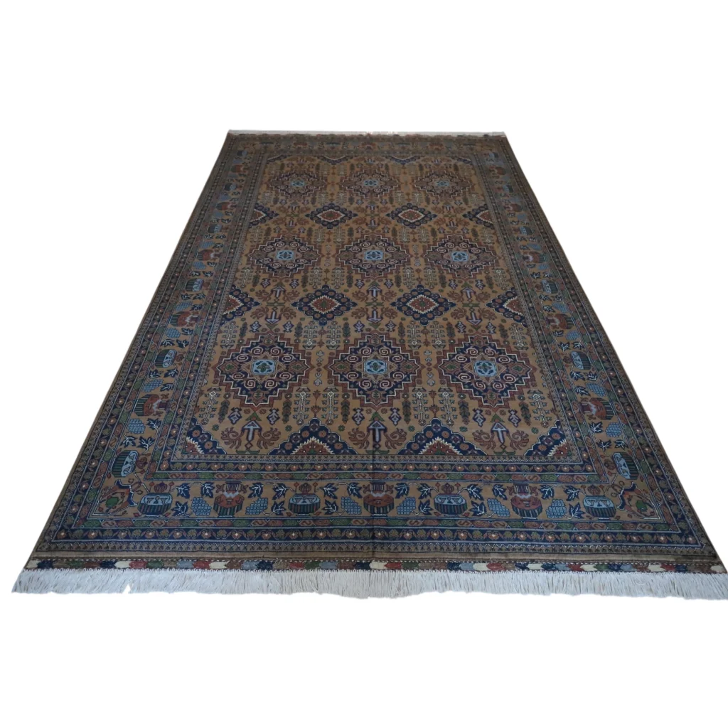 Stunning hand-knotted natural wool rug from Northern Afghanistan in rich brown tones