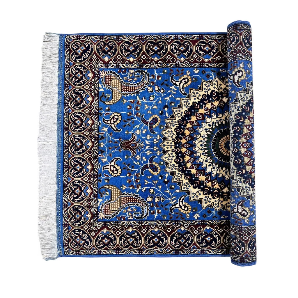 Stunning hand-knotted Parak rug in blue with Afghani floral mandala design