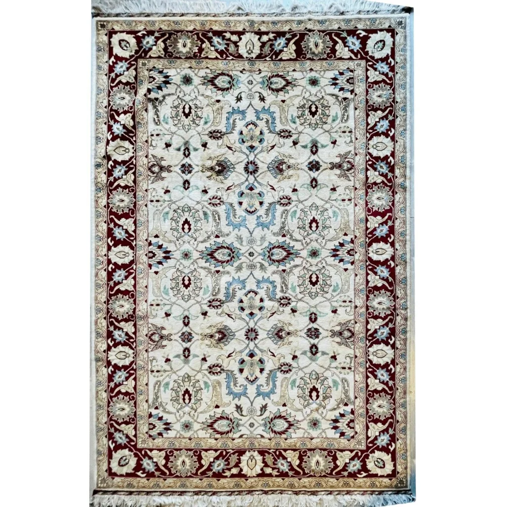 Stunning cream Afghan rug from Northwestern Afghanistan with natural dyes
