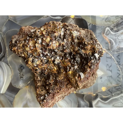 Rugged hessonite garnet cluster from Washington State with golden hues