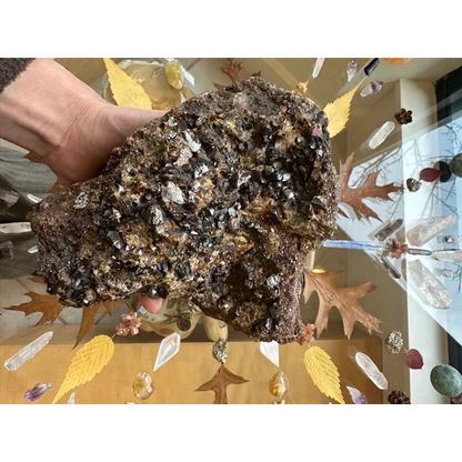 Rugged hessonite garnet cluster with metallic crystals from Washington State