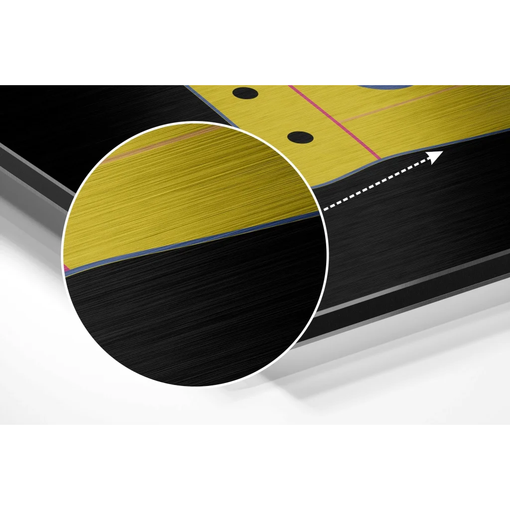 glass wall art Stunning black and gold hockey rink brushed aluminium dibond wall art