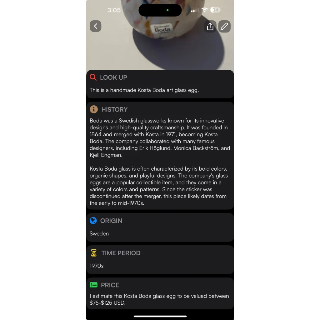 Handmade Kosta Boda glass egg art piece perfect for collectors