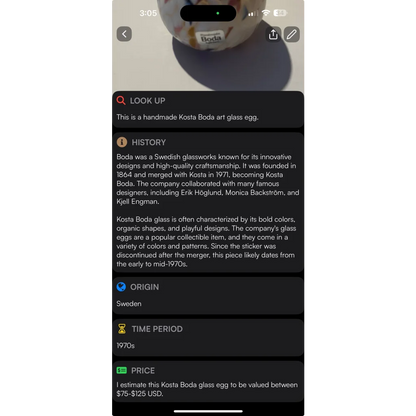 Handmade Kosta Boda glass egg art piece perfect for collectors