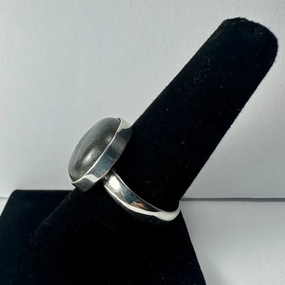 Stunning labradorite ring with iridescent blue green glow