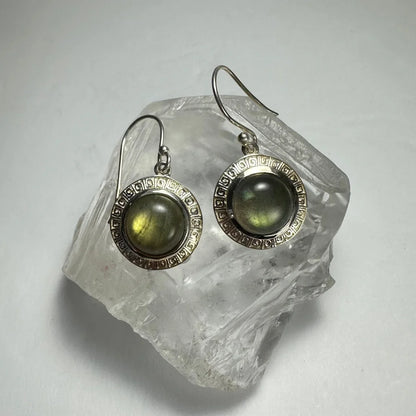 Stunning labradorite sterling silver geometric drop earrings