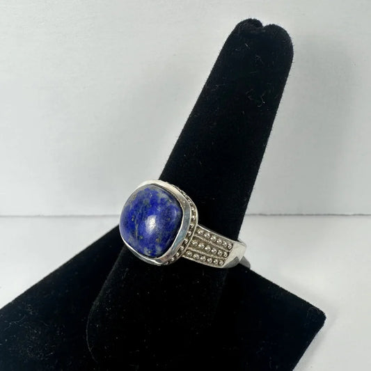 Stunning lapis lazuli ring in sterling silver with marcasite accents