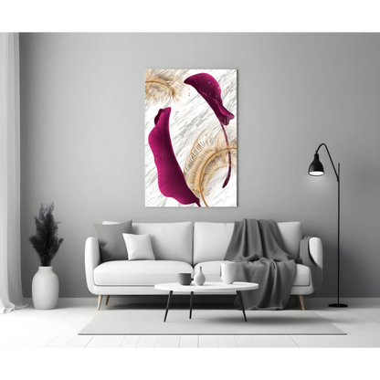 Modern abstract bird wall art in burgundy beige tones