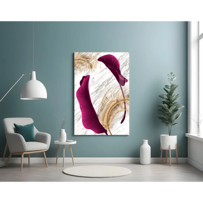Stunning magenta calla lily canvas wall art with gold accents