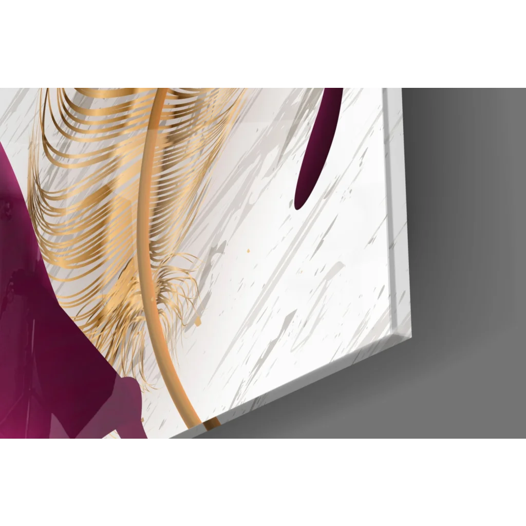 Stunning magenta calla lily wall art with gold texture and purple accents