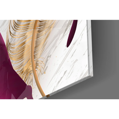 Stunning magenta calla lily wall art with gold texture and purple accents