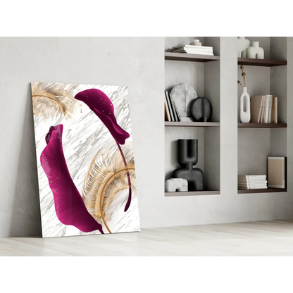 Stunning magenta calla lily canvas wall art with gold leaf accents
