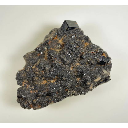 Stunning melanite garnet cluster from Mali Africa with black cubic crystals