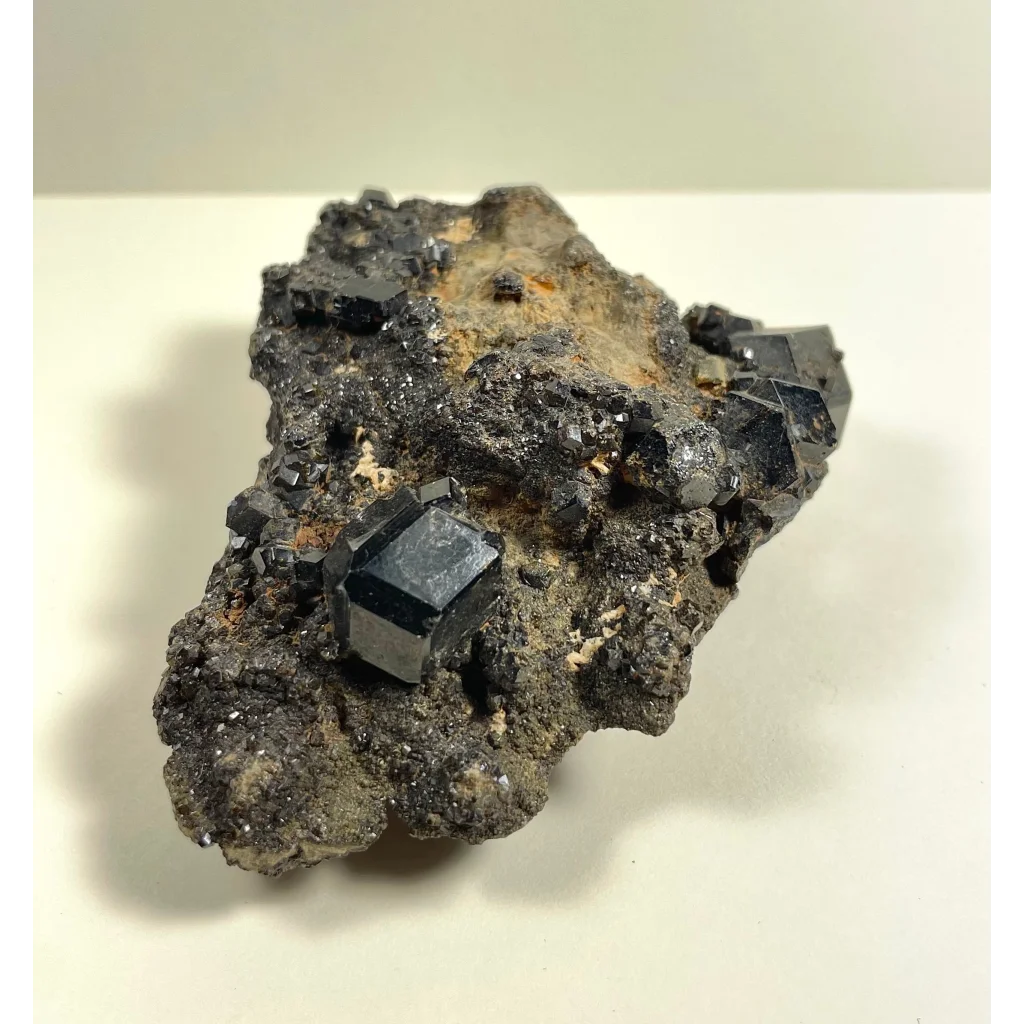Stunning melanite garnet cluster from Mali Africa on pyrite matrix