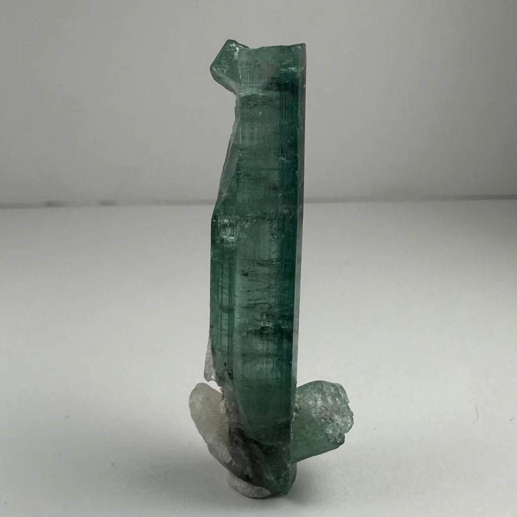 Stunning translucent emerald indicolite tourmaline crystal from Africa