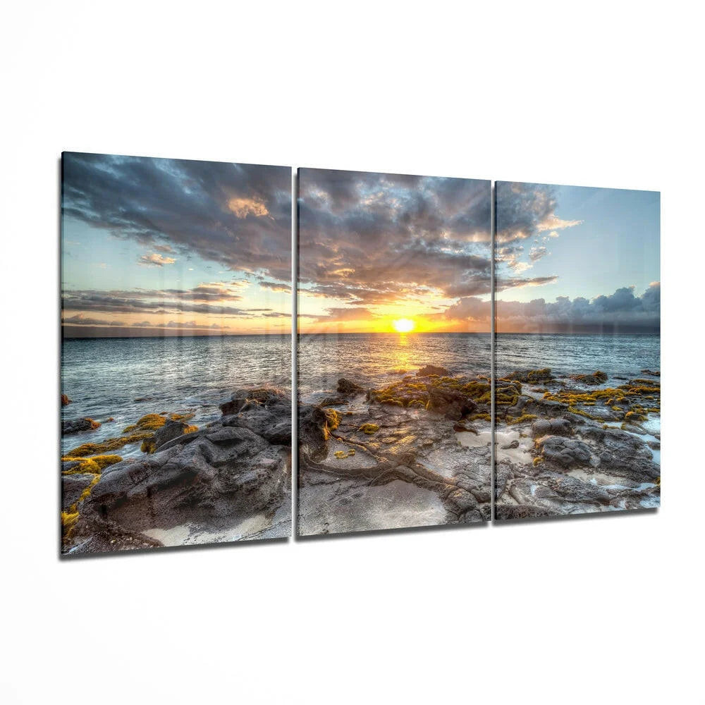 Stunning Ocean Sunset Triptych Wall Art Canvas Print | Insigneart USA | vintageantiquesgifts.com