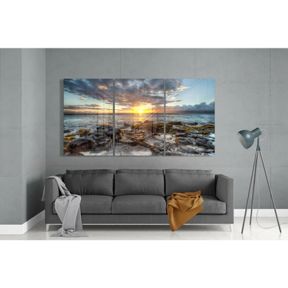 Stunning Ocean Sunset Triptych Wall Art Canvas Print | Modern Wall Art Decor | vintageantiquesgifts.com