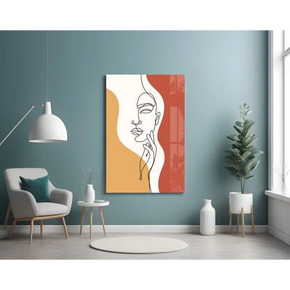 Stunning orange abstract woman face wall art print