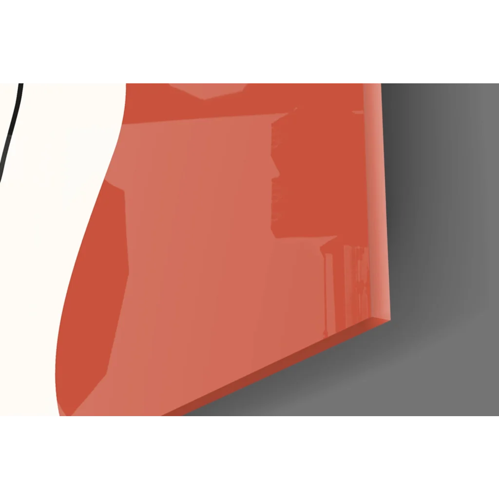 Stunning orange abstract woman face wall art print with red glossy plastic case