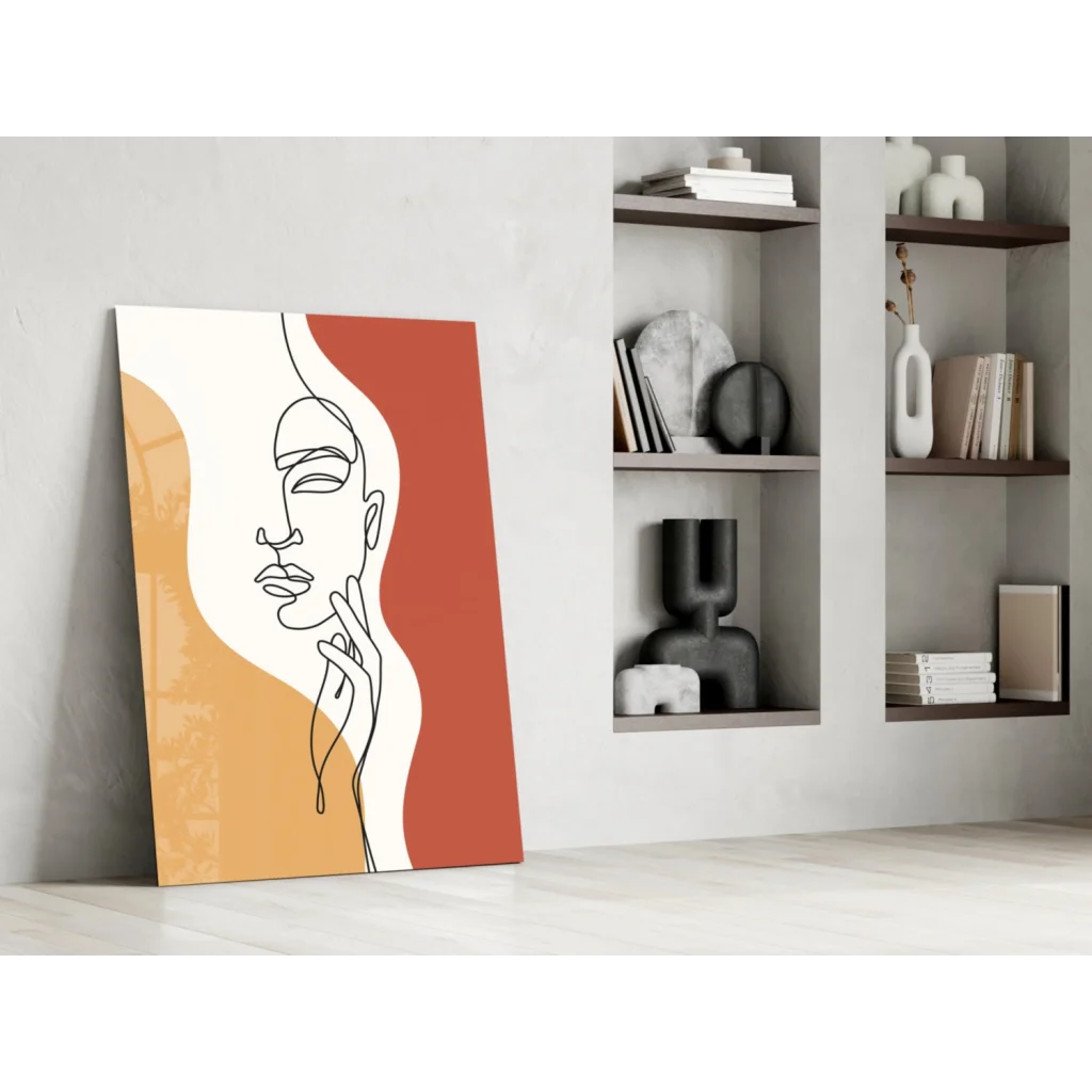 Stunning orange abstract woman face wall art print