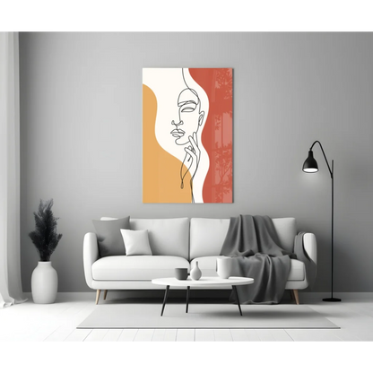 Stunning orange abstract woman face wall art print