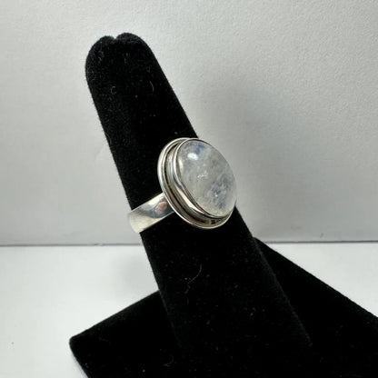 Stunning oval moonstone ring in sterling silver