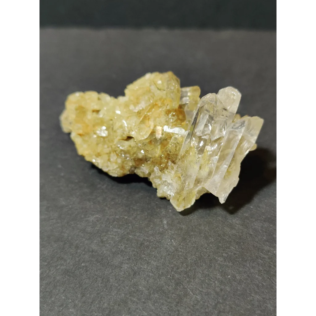 Stunning pale yellow quartz crystal cluster from India