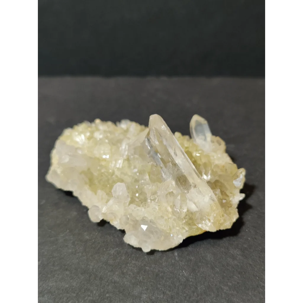 Stunning pale yellow quartz crystal cluster from India