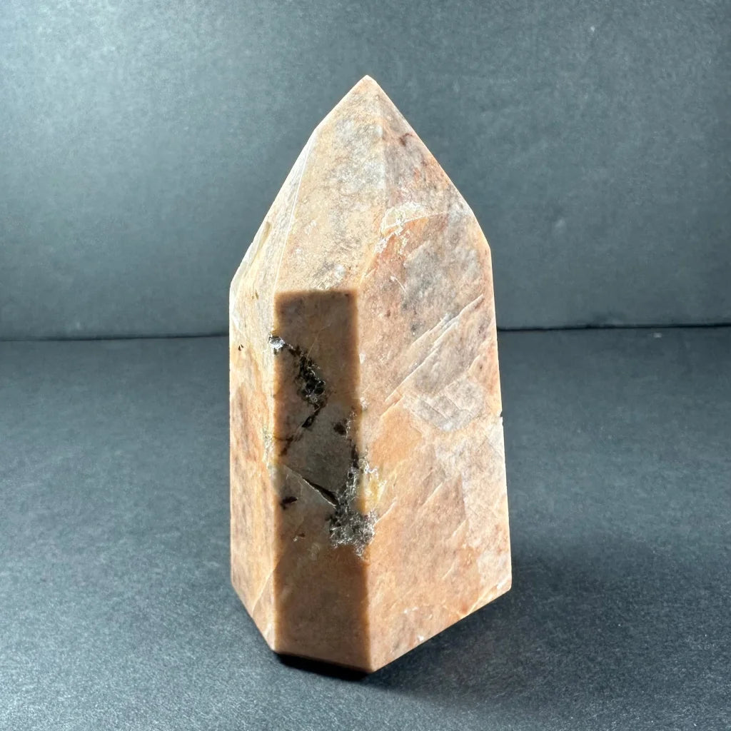 Stunning peach moonstone tower from Brazil with natural inclusions