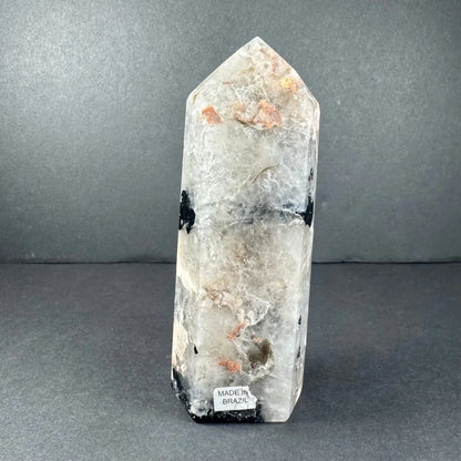 Stunning peach moonstone tower from Brazil with quartz inclusions