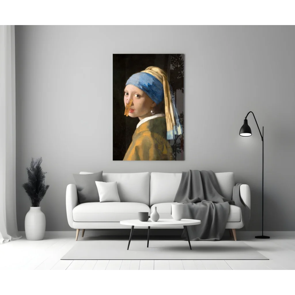 Stunning pearl earring glass wall art canvas print