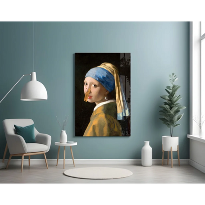 Stunning pearl earring glass wall art canvas print