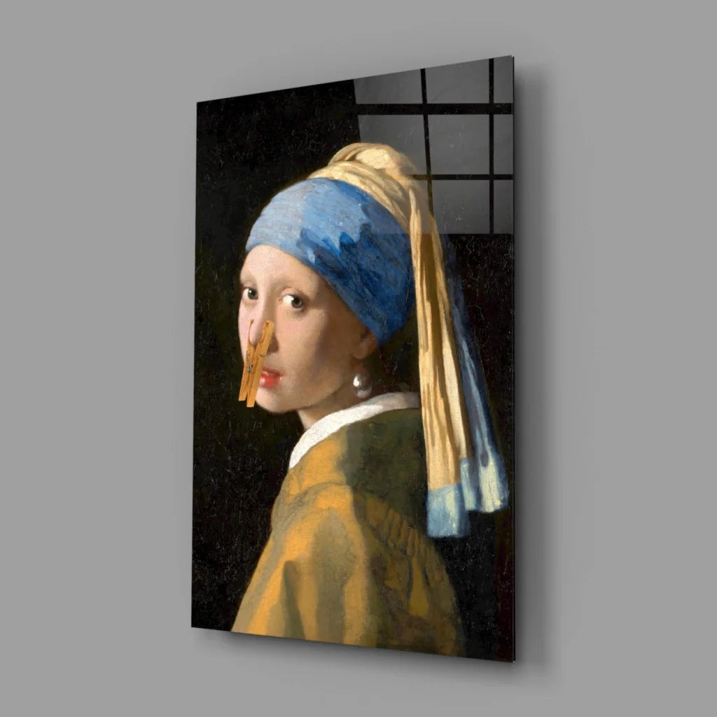 Stunning pearl earring glass wall art canvas print