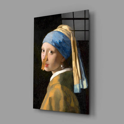 Stunning pearl earring glass wall art canvas print