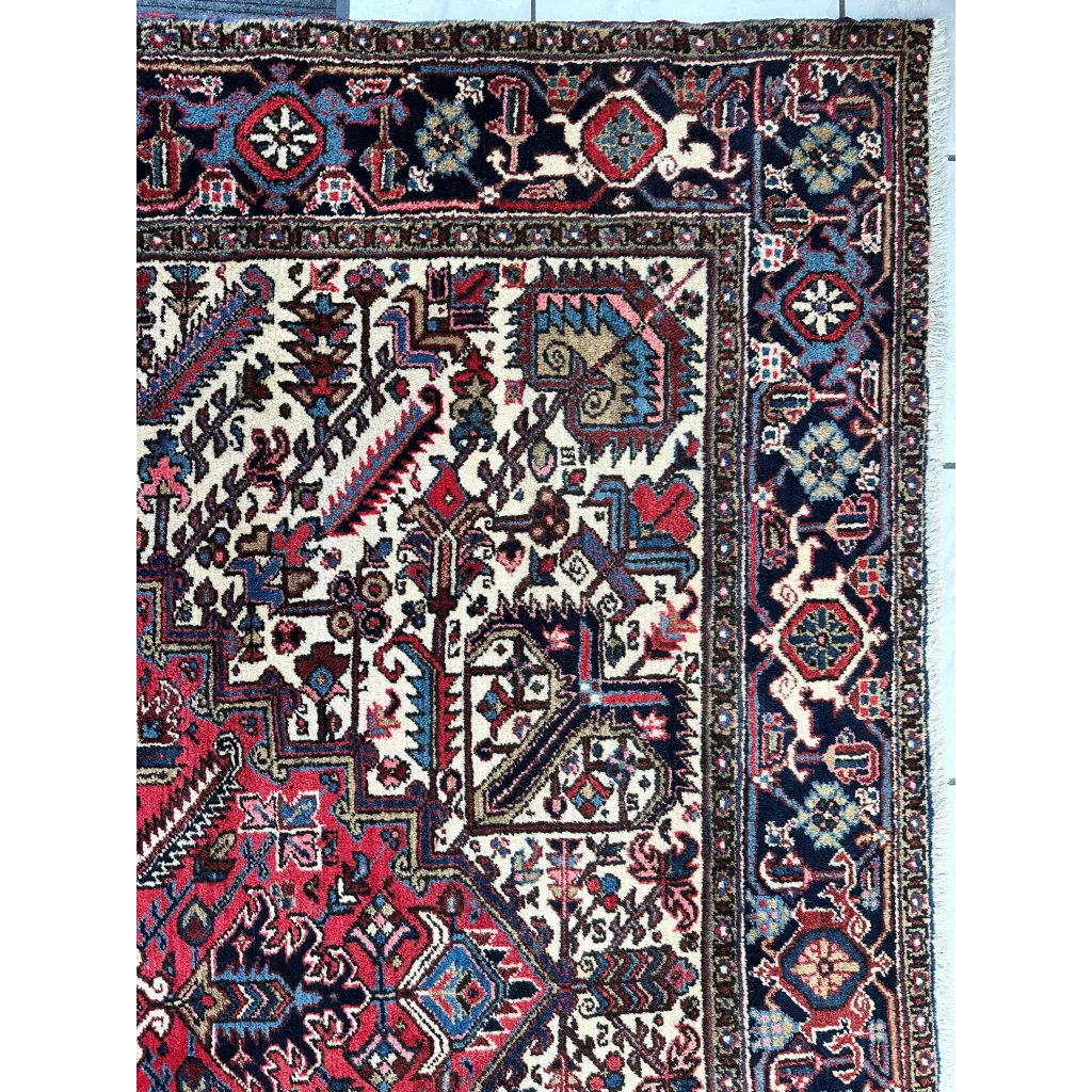 Stunning Persian Heriz rug with geometric medallion design