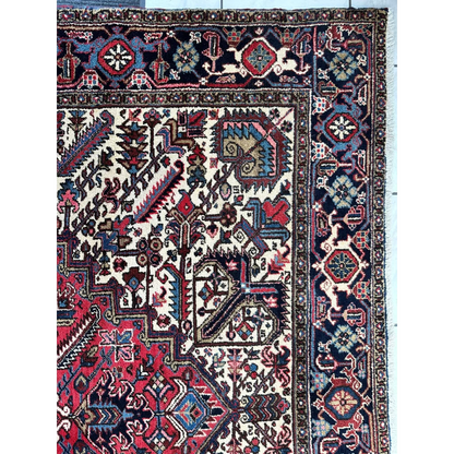 Stunning Persian Heriz rug with geometric medallion design