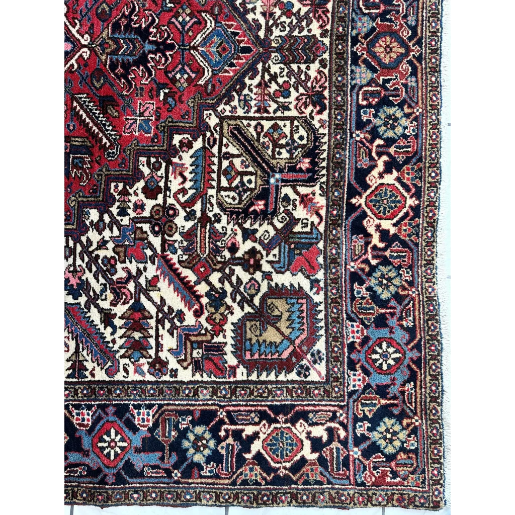 Stunning Persian Heriz rug with geometric medallion design